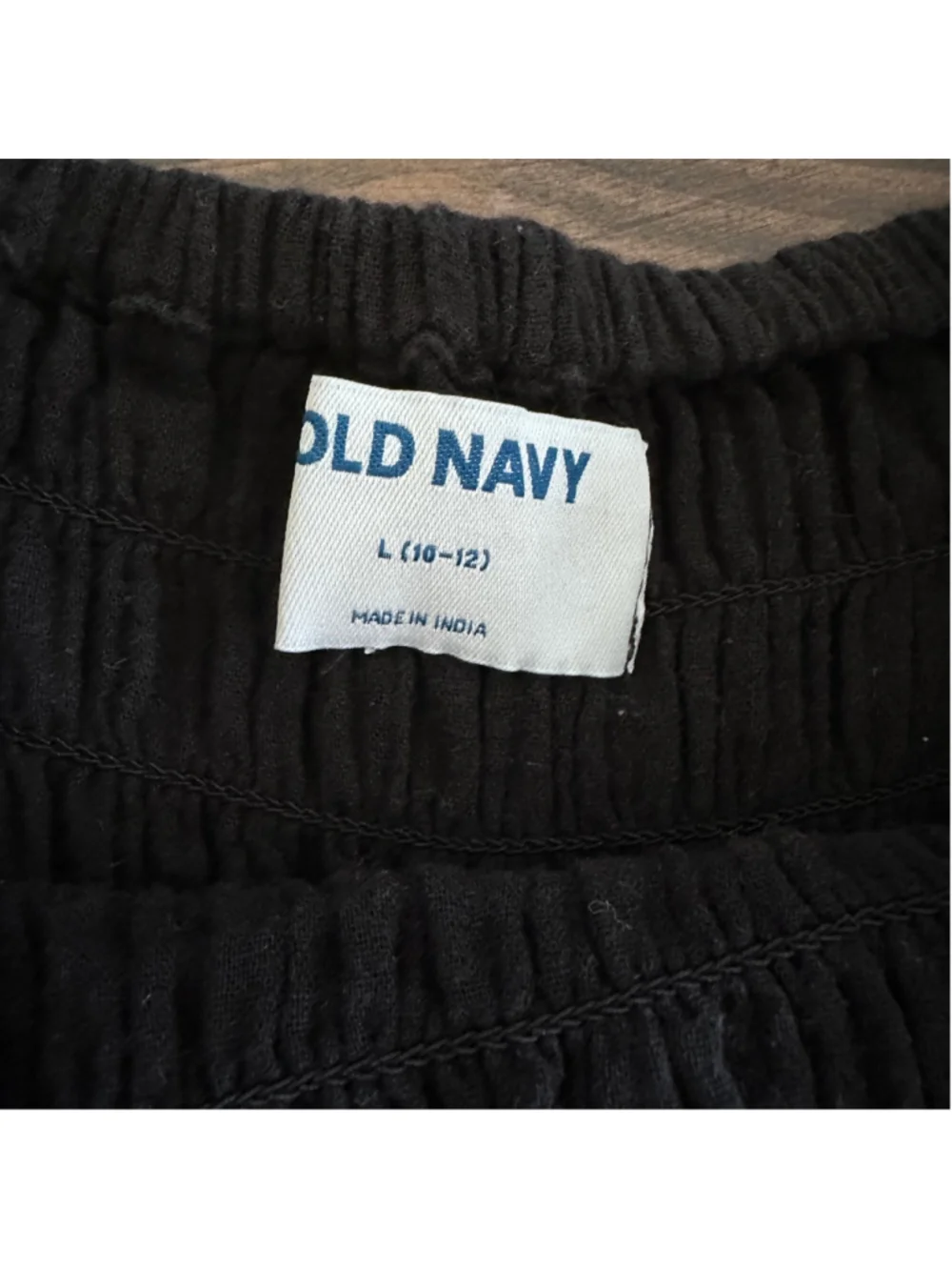 Old Navy Girls Smocked Dress L 10 12 Black Boho Long Sleeve